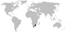 Distribución de Heleophrynidae (en negro)