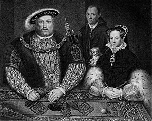 Archivo:HenryVIII, Mary and Will Sommers