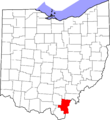 Map of Ohio highlighting Gallia County