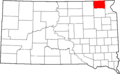 Map of South Dakota highlighting Marshall County
