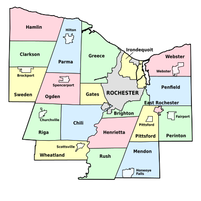 Archivo:Monroe County (New York) - Towns, Villages, and City