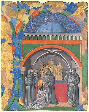 Archivo:Saint Francis receives Clare of Assisi into the order of the minorites