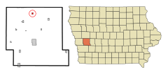 Shelby County Iowa Incorporated and Unincorporated areas Defiance Highlighted.svg