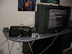 XBox and TV setup with linux running.JPG