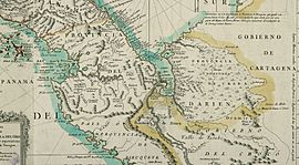 La provincia del Darién en un mapa de 1785.