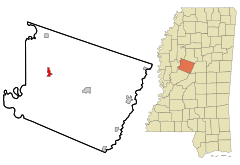 Holmes County Mississippi Incorporated and Unincorporated areas Tchula Highlighted.svg