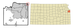 Johnson County Kansas Incorporated and Unincorporated areas Westwood Hills Highlighted.svg
