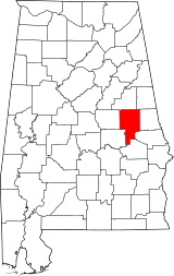 Map of Alabama highlighting Tallapoosa County.svg
