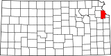 Map of Kansas highlighting Leavenworth County.svg