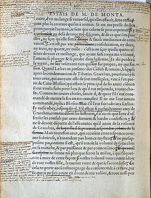 Archivo:Montaigne Essais Manuscript
