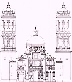Archivo:Plano fachada de la Catedral de Puebla
