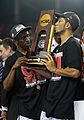 Russ Smith Peyton Siva championship trophy