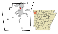 Washington County Arkansas Incorporated and Unincorporated areas Johnson Highlighted.svg