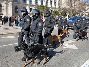 Archivo:Wien - Anti-Corona-Demo am 6. März 2021, Polizeihundestaffel