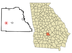Wilcox County Georgia Incorporated and Unincorporated areas Pitts Highlighted.svg