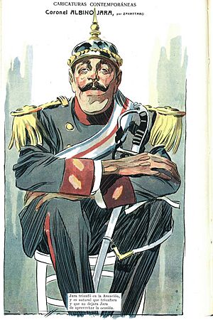 Archivo:1911-01-28, Caras y Caretas, Caricaturas contemporáneas, Coronel Albino Jara, Zavattaro