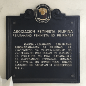 Archivo:Asociacion Feminista Filipina (Samahang Feminista ng Pilipinas) NHCP Historical Marker