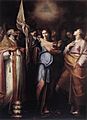 Cavarozzi Santa Ursula y sus compañeras con el papa Ciríaco y Santa Catalina de Alejandría 1608. Óleo sobre lienzo. 280 x 220 cm. Basilica di San Marco, Rome