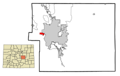 El Paso County Colorado Incorporated and Unincorporated areas Manitou Springs Highlighted.svg