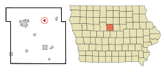 Hamilton County Iowa Incorporated and Unincorporated areas Blairsburg Highlighted.svg