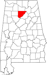 Map of Alabama highlighting Cullman County.svg