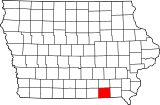 Map of Iowa highlighting Davis County.svg