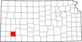 Map of Kansas highlighting Haskell County