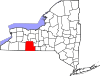 Mapa de Nueva York con la ubicación del condado de Steuben