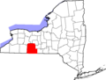 Map of New York highlighting Steuben County