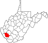 Map of West Virginia highlighting Logan County.svg