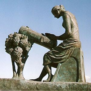 Archivo:Monument a la Puntaire de l'Arboç.del escultor Joan Tuset 2005