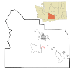 Yakima County Washington Incorporated and Unincorporated areas Harrah Highlighted.svg