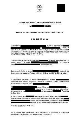 Archivo:ACTA DE RENUNCIA COLOMNBIA Consulado Paises Bajos - AMS 2022