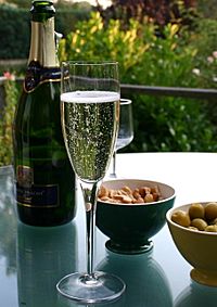Archivo:Champagne flute and bottle