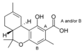 Chemical structure of Δ9-tetrahydrocannabiorcolic acid.