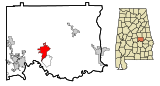 Elmore County Alabama Incorporated and Unincorporated areas Wetumpka Highlighted.svg