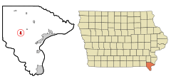 Lee County Iowa Incorporated and Unincorporated areas Donnellson Highlighted.svg