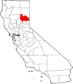 Map of California highlighting Plumas County
