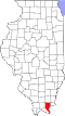 Mapa de Illinois con la ubicación del condado de Pope