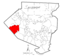 Map of North Fayette Township, Allegheny County, Pennsylvania Highlighted