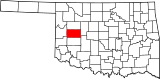 Map of Oklahoma highlighting Custer County.svg