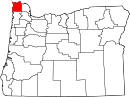 Map of Oregon highlighting Clatsop County.svg