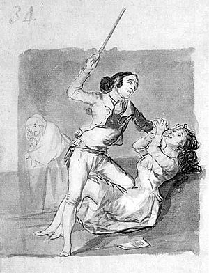 Archivo:Mujer maltratada con un bastón (Goya)