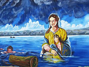 Archivo:Mural Ubicado a un costado de iglesia catolica