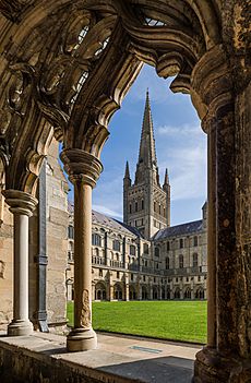 Archivo:Norwich Cathedral from Cloisters, Norfolk, UK - Diliff