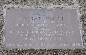 Archivo:Placa de Lo Rat Penat a Lluís Fullana i Mira, Benimarfull