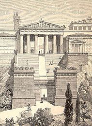 Archivo:Propylaea and Temple of Athena Nike at the Acropolis (Pierer)