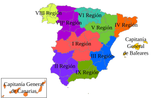 Archivo:Regiones militares de España en 1960