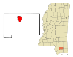 Stone County Mississippi Incorporated and Unincorporated areas Wiggins Highlighted.svg