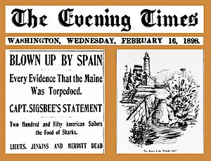 Archivo:18980216 Blown Up By Spain - USS Maine - The Evening Times (Washington, D.C.)